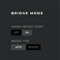 Bridge Mode server Apps configuration.