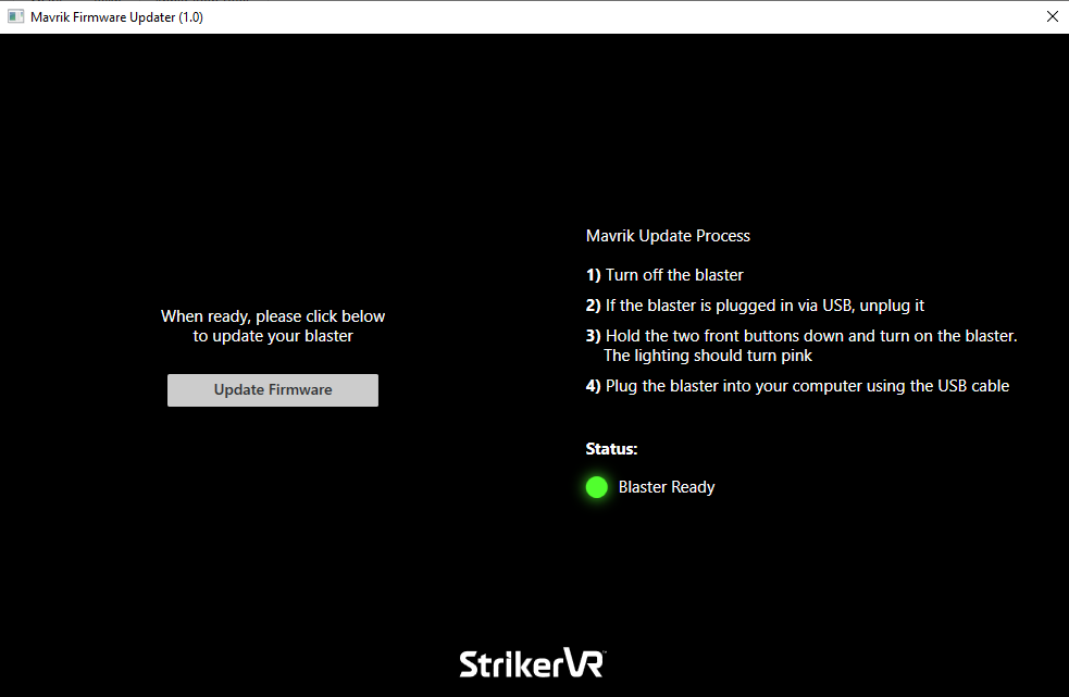 Firmware Updater connected to Mavrik-Pro.