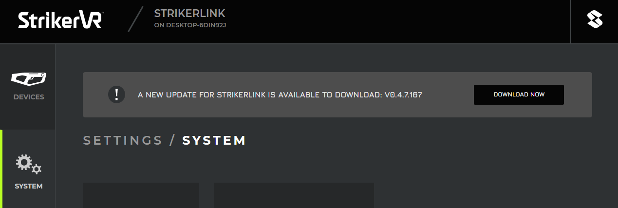 Mavrik Manager StrikerLink update settings.