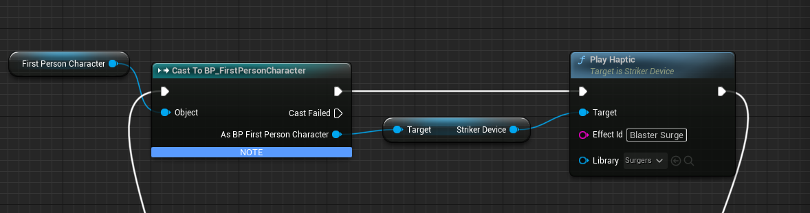 UE 4.27 example use of StrikerDevice with PlayHaptic.