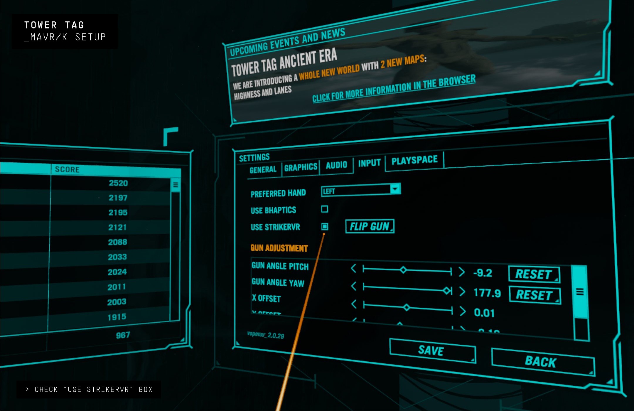 Use StrikerVR checked.