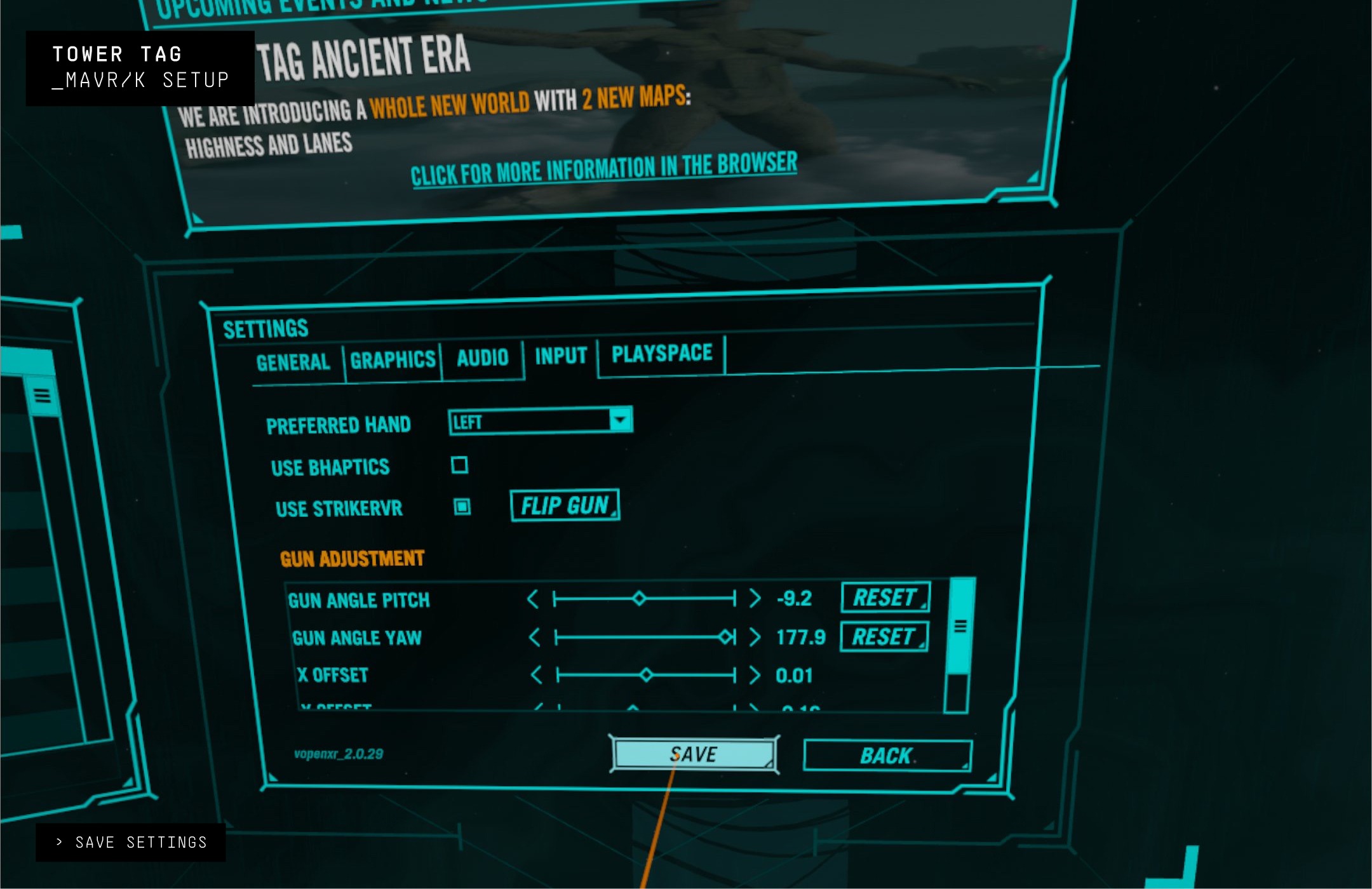 Save Tower Tag input settings.