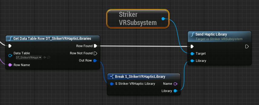 UE 4.27 example use of StrikerVRSubsystem with SendHapticLibrary.